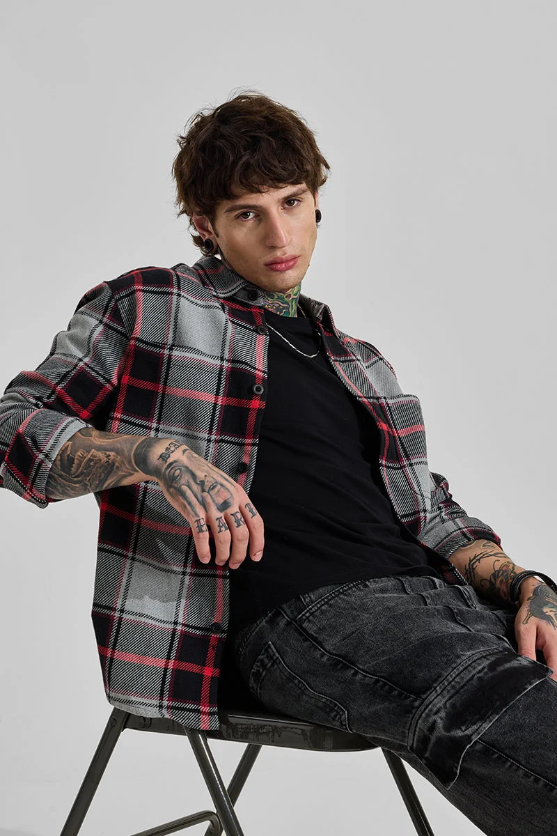 SNITCH Black Checks Relaxed Fit Overshirt